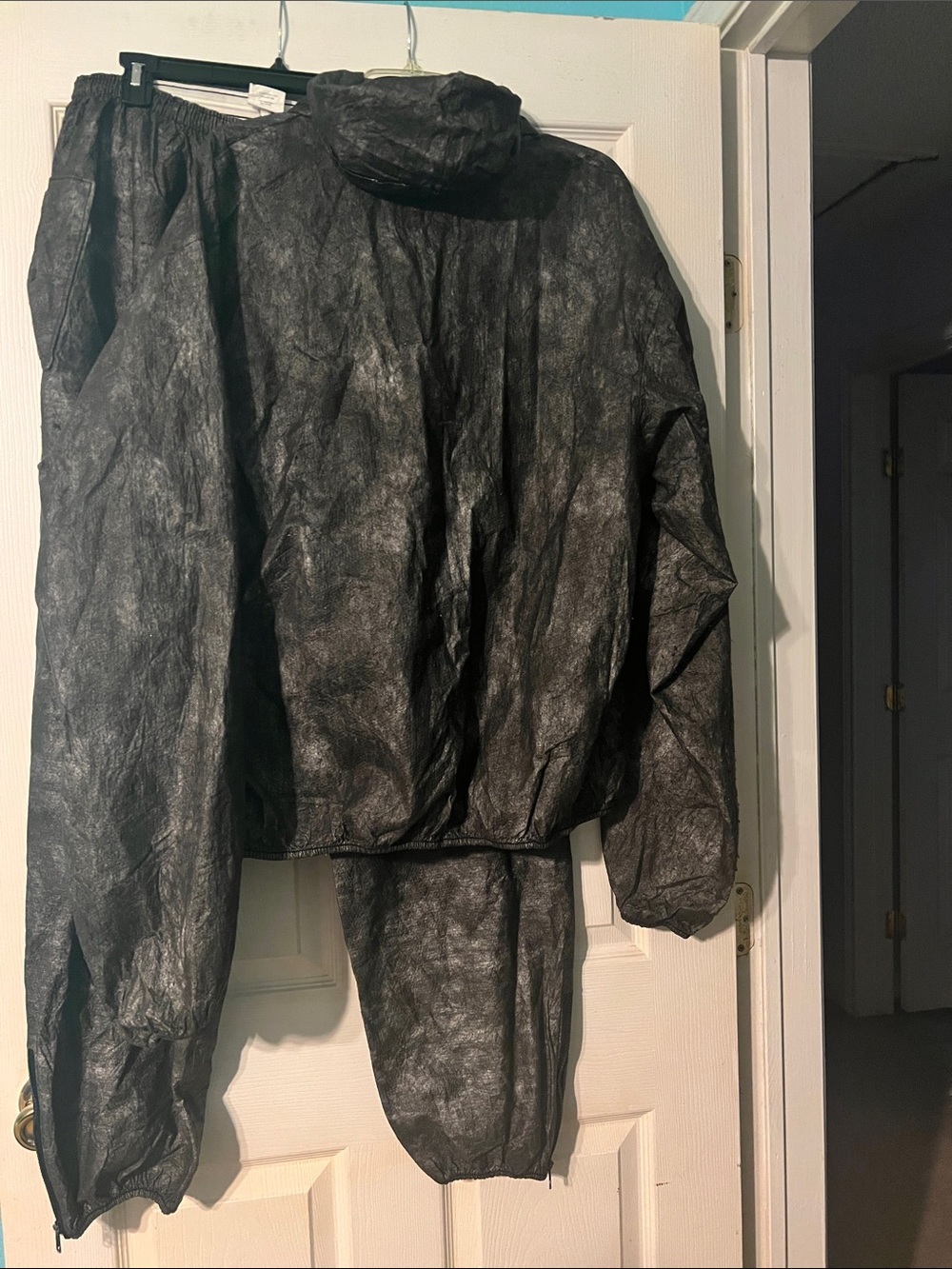 Frog Toggs Outer Wear Black Two-Piece Hooded Set - Lightweight Jacket & Pants. - Picture 3 of 13